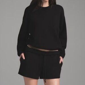 SKIMS Cotton Fleece Classic Crewneck Sweater Onyx Medium NWT